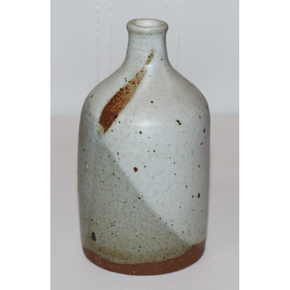 signed vintage 6" studio art pottery bud vase earth tones simple‎ elegant